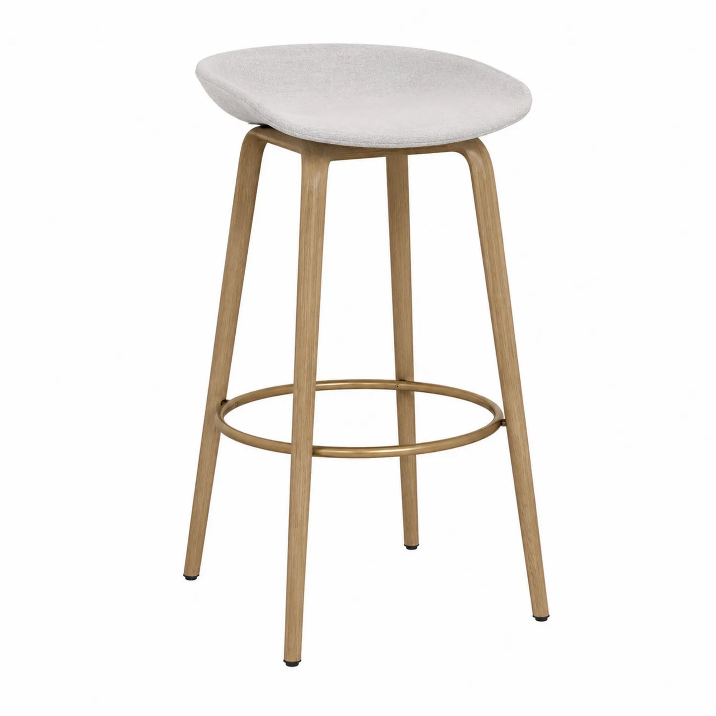 Barhocker aus Eiche mit Polyesterbezug Beige