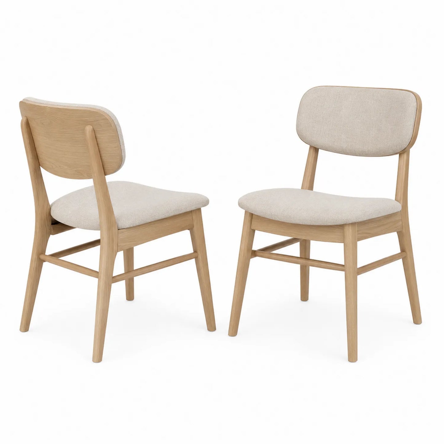 Esszimmerstuhl Set Eichenholz Polyester Beige