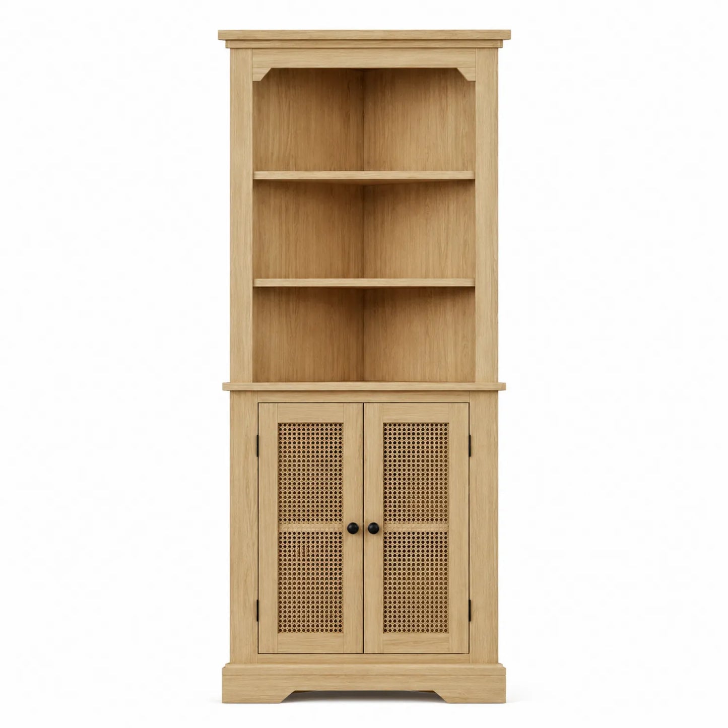 Regal aus Eichenfurnier mit Rattantüren 180 cm