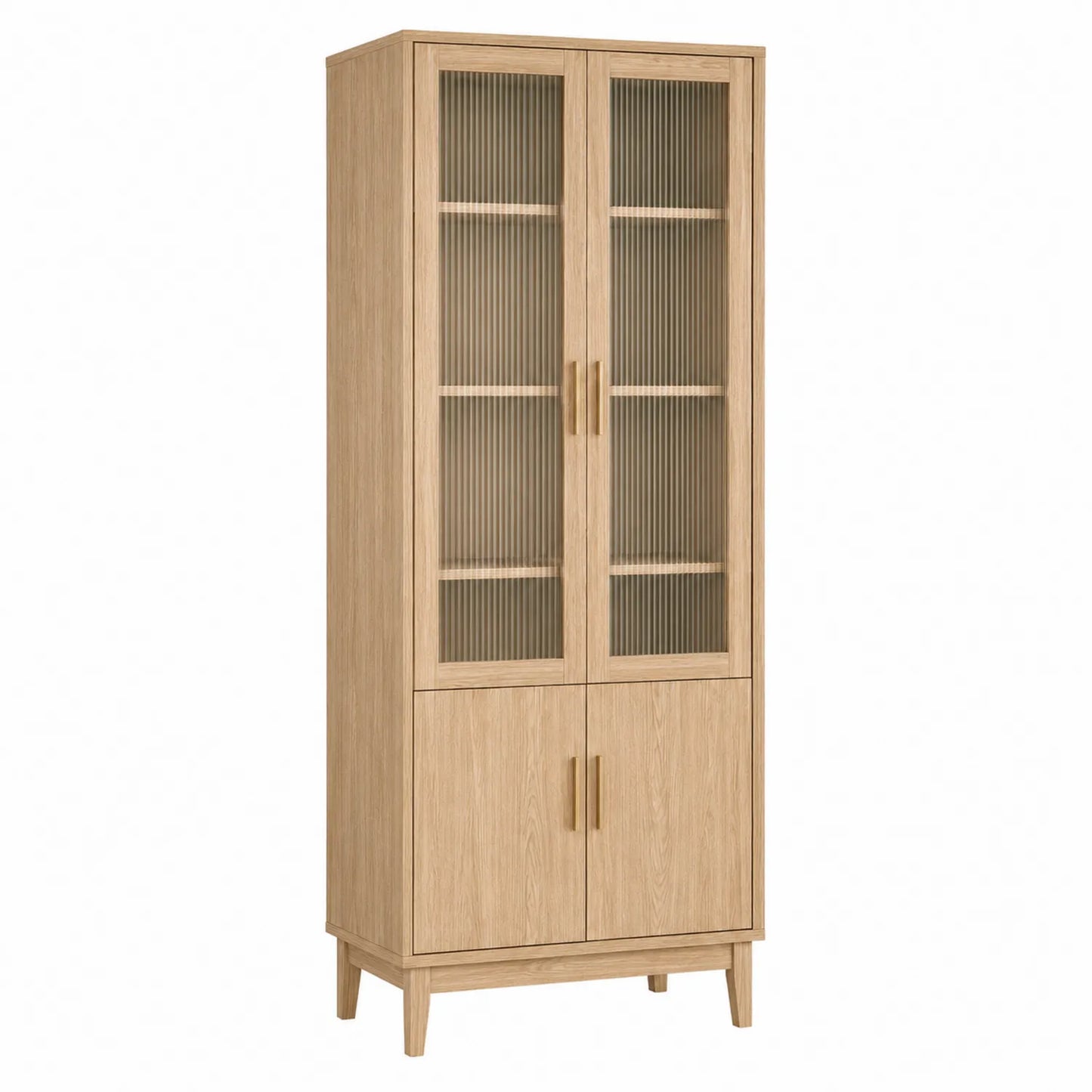 Vitrinenschrank Eiche mit geriffeltem Glas 200x80x40cm