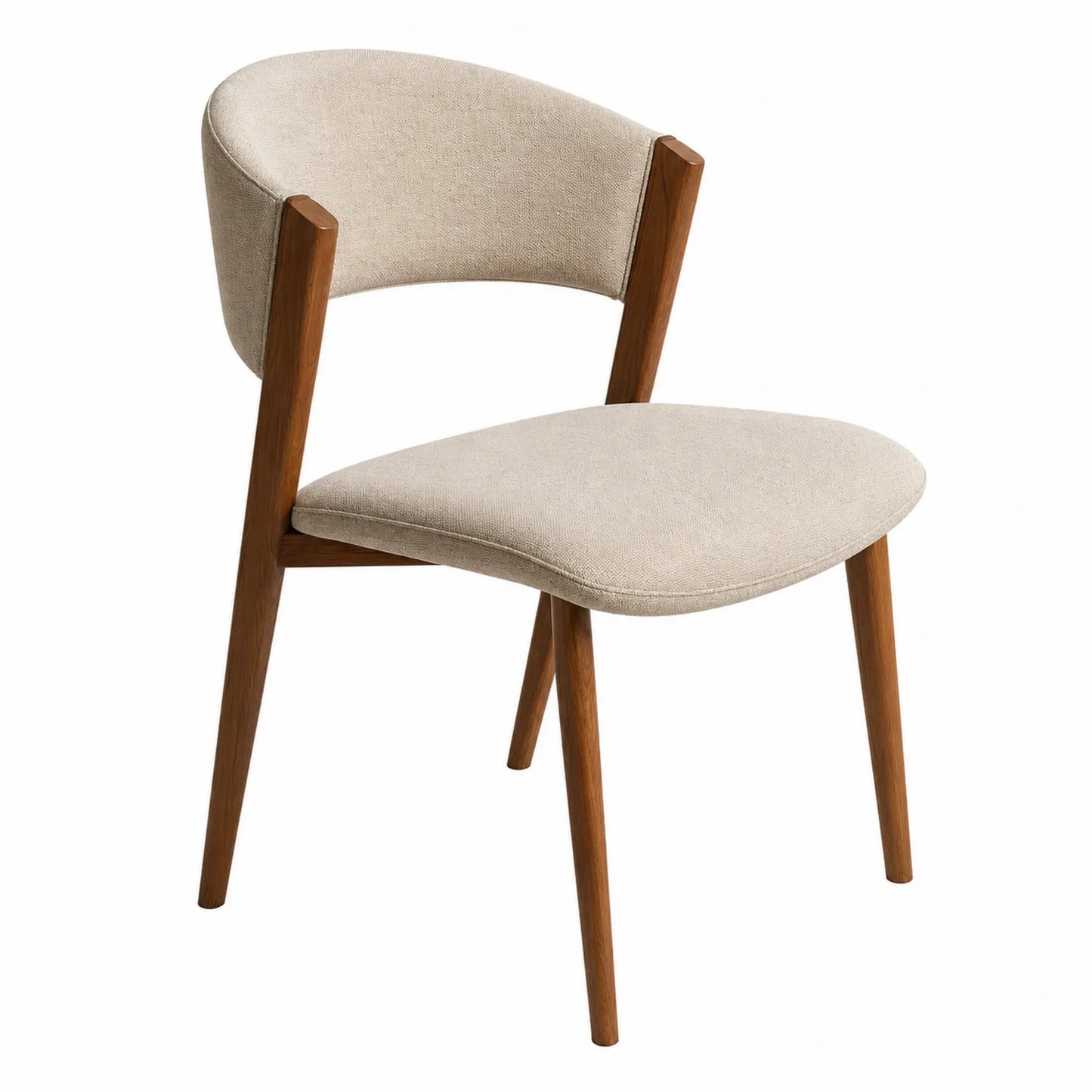 Esszimmerstuhl Holzrahmen Leinenpolster Beige 80cm