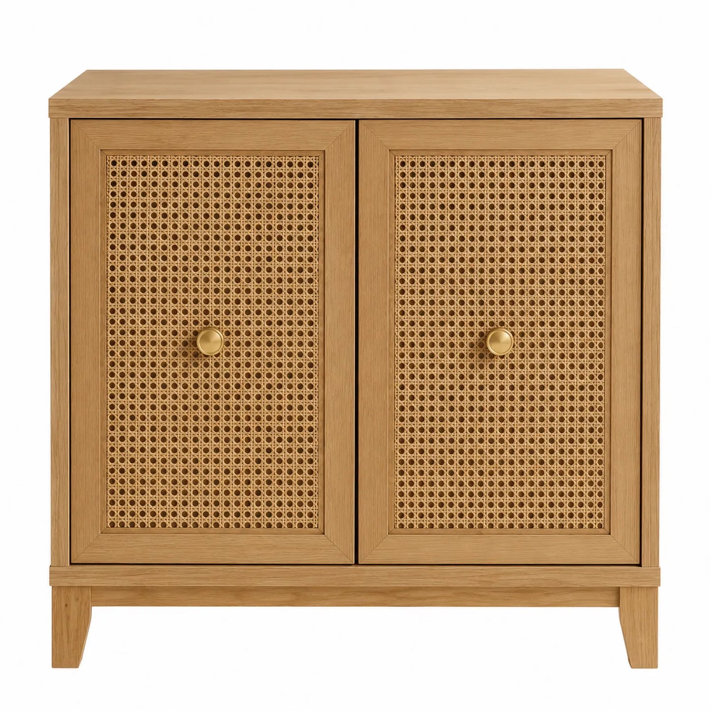 Eichenholz Kommode mit Rattan-Dekor