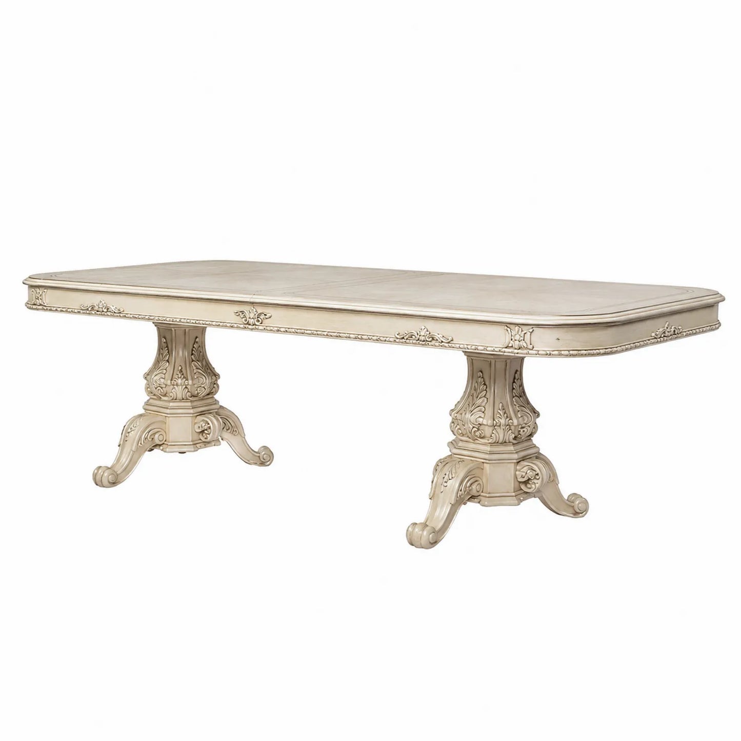 Rechteckiger Esstisch aus Holz in Creme