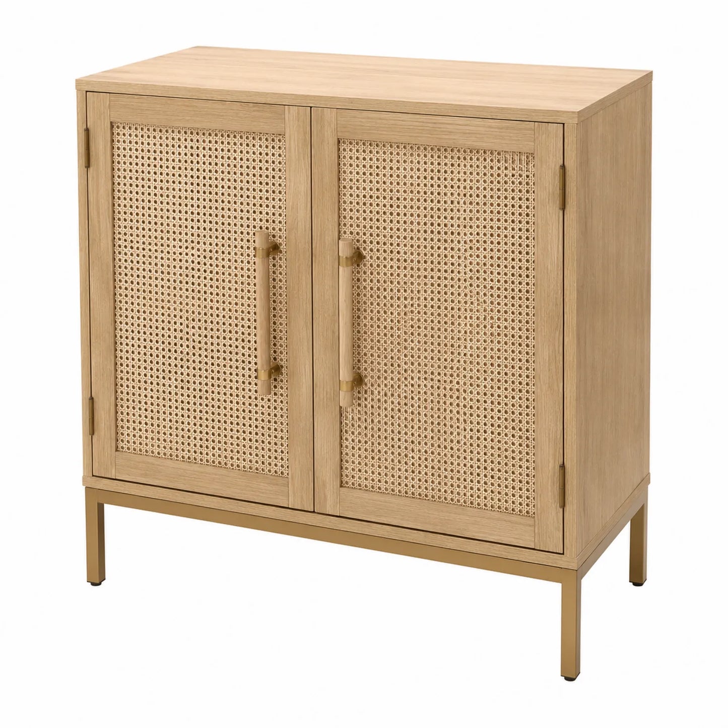 Schrank aus Massivholz und Rattan Natur 80cm x 40cm x 90cm