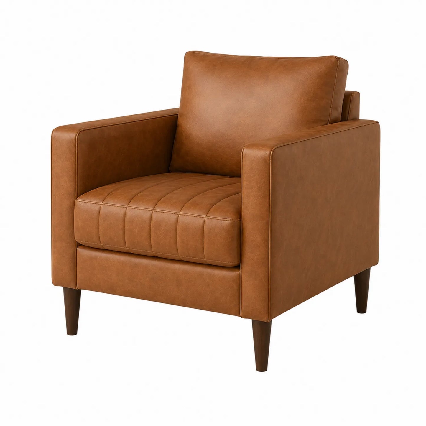 Leder Sessel mit Holzbeinen Braun 90x80x85 cm