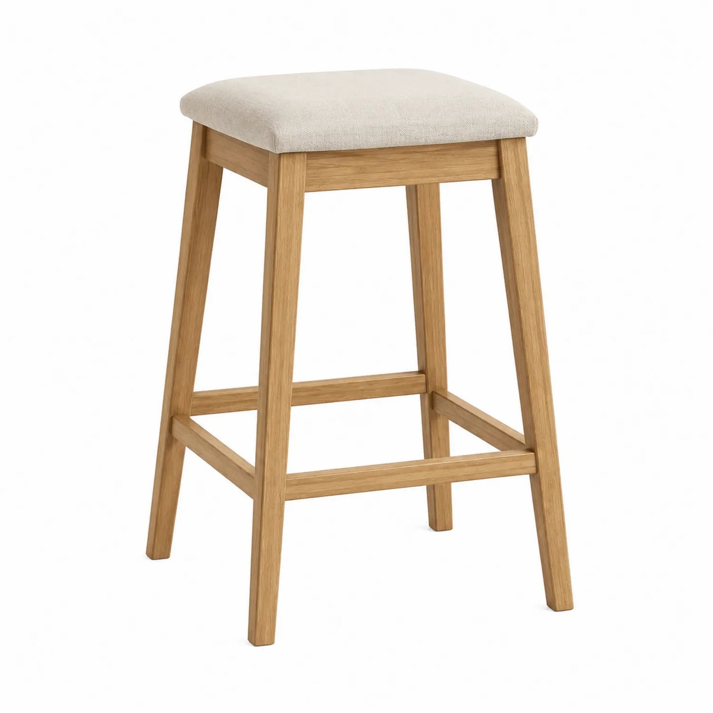 Barhocker aus Eichenholz und Leinen Beige 75cm