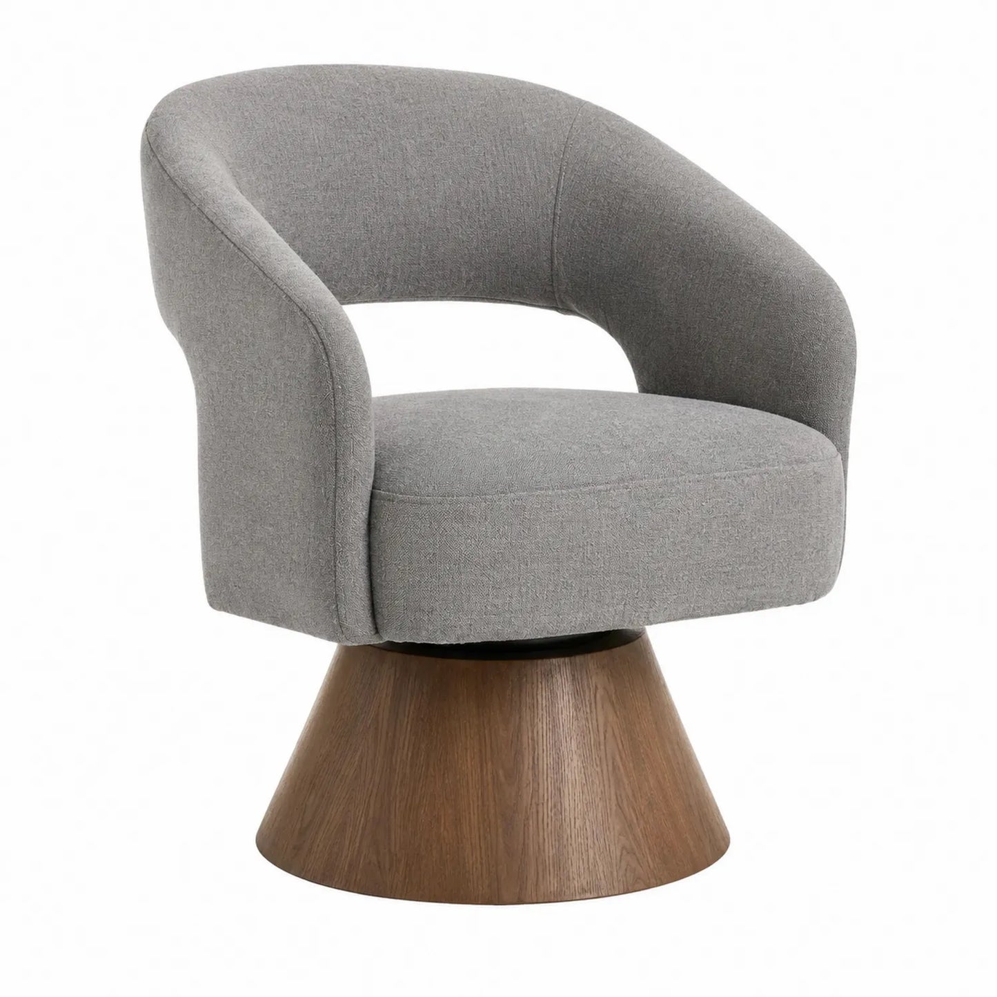 Grauer Sessel mit Holzfuß und Leinenbezug, Höhe 70cm