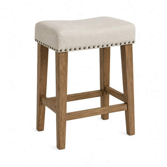 Barhocker Holz Leinen Beige 75cm