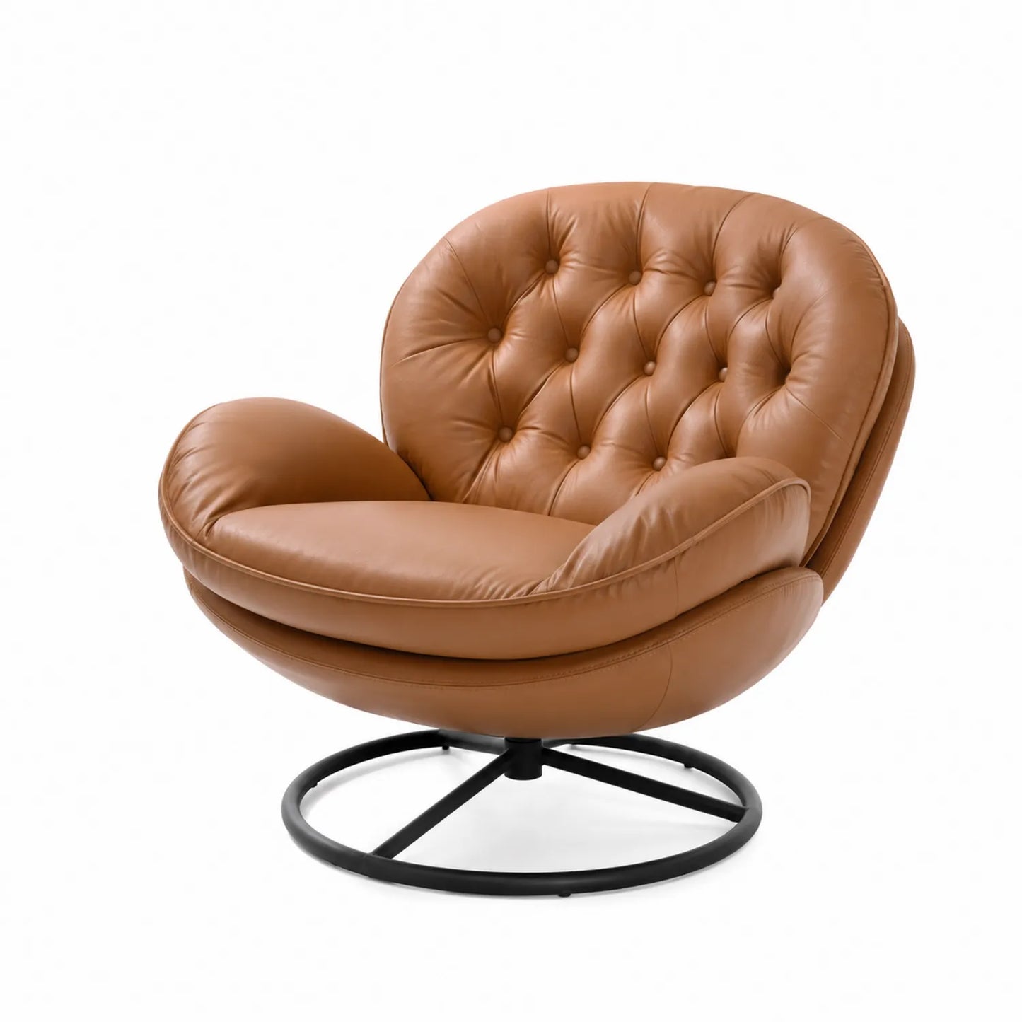 Ledersessel Cognac mit Stahlrahmen