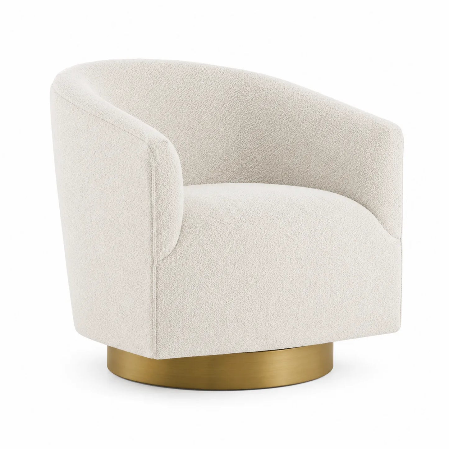 Drehbarer Sessel Bouclé Stoff Creme 76 cm