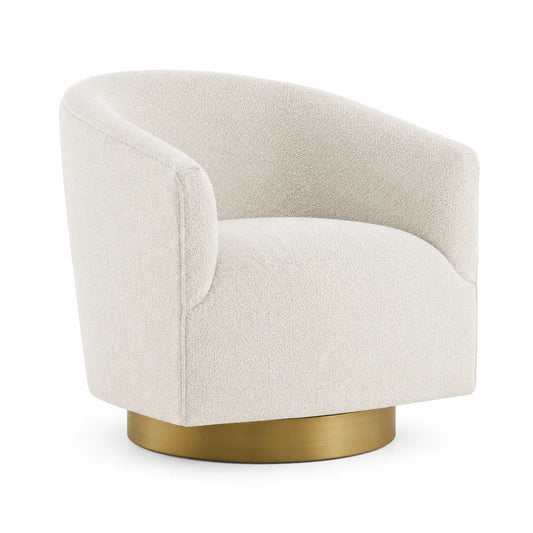 Drehbarer Sessel Bouclé Stoff Creme 76 cm