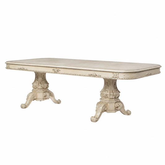 Rechteckiger Esstisch aus Holz in Creme