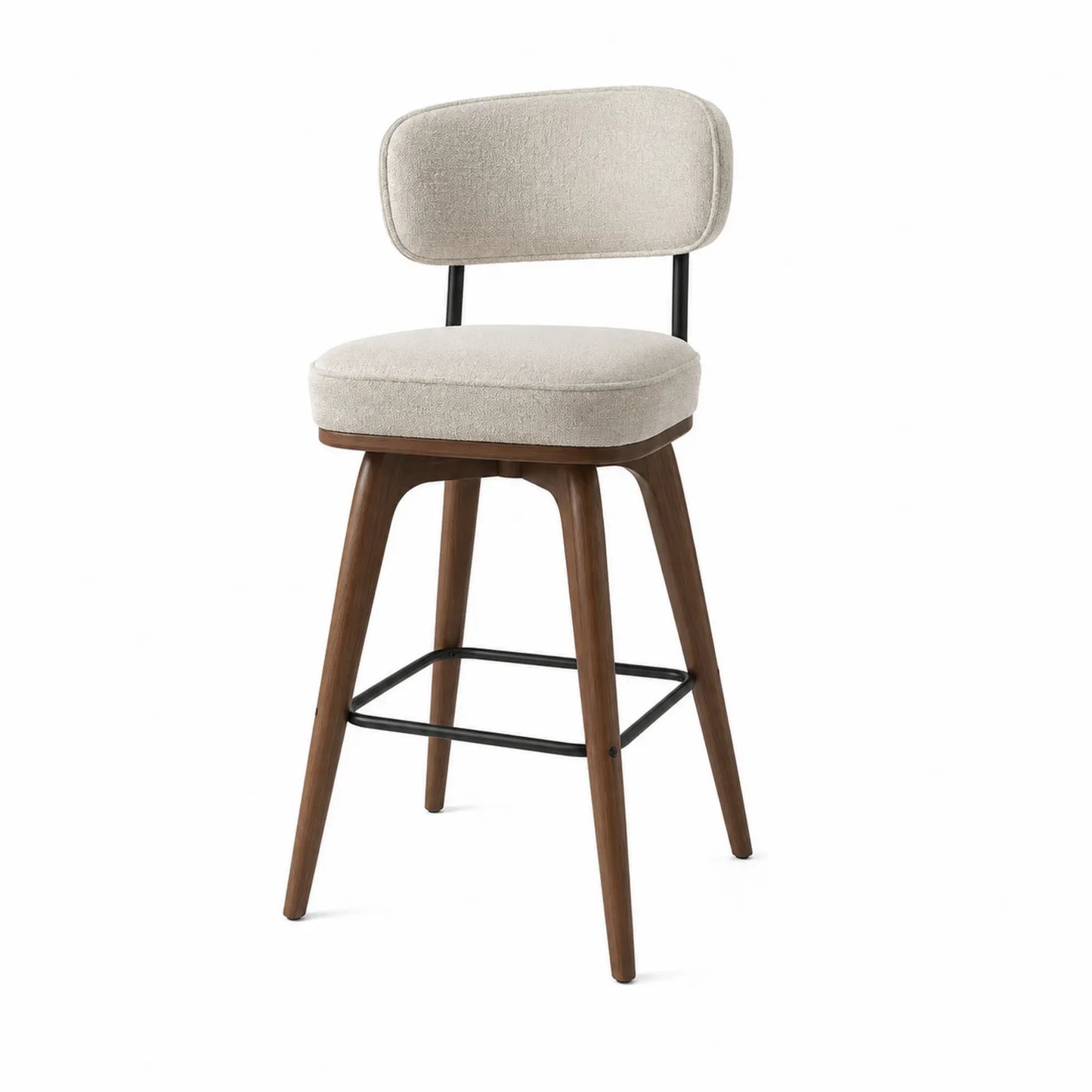 Barhocker aus Holz mit Polyestergewebe Creme