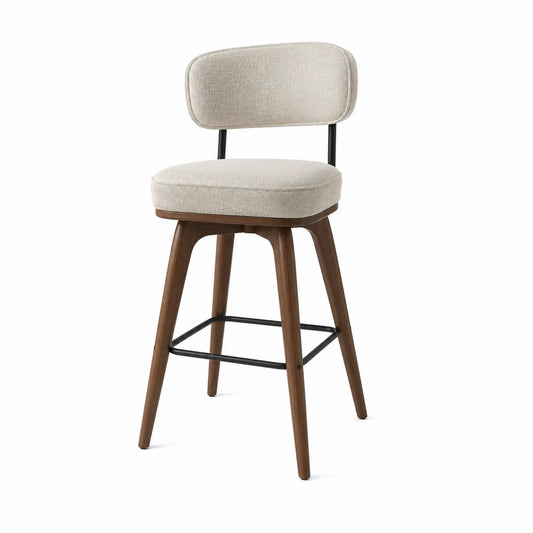 Barhocker aus Holz mit Polyestergewebe Creme